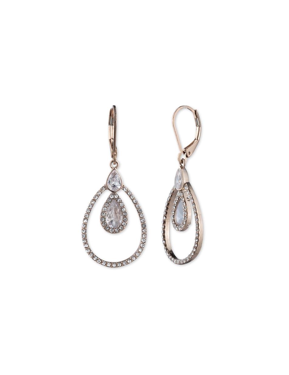 Earring Anne Klein Rose Gold-Tone Crystal Pave Rim Drop   | GZR-7779988